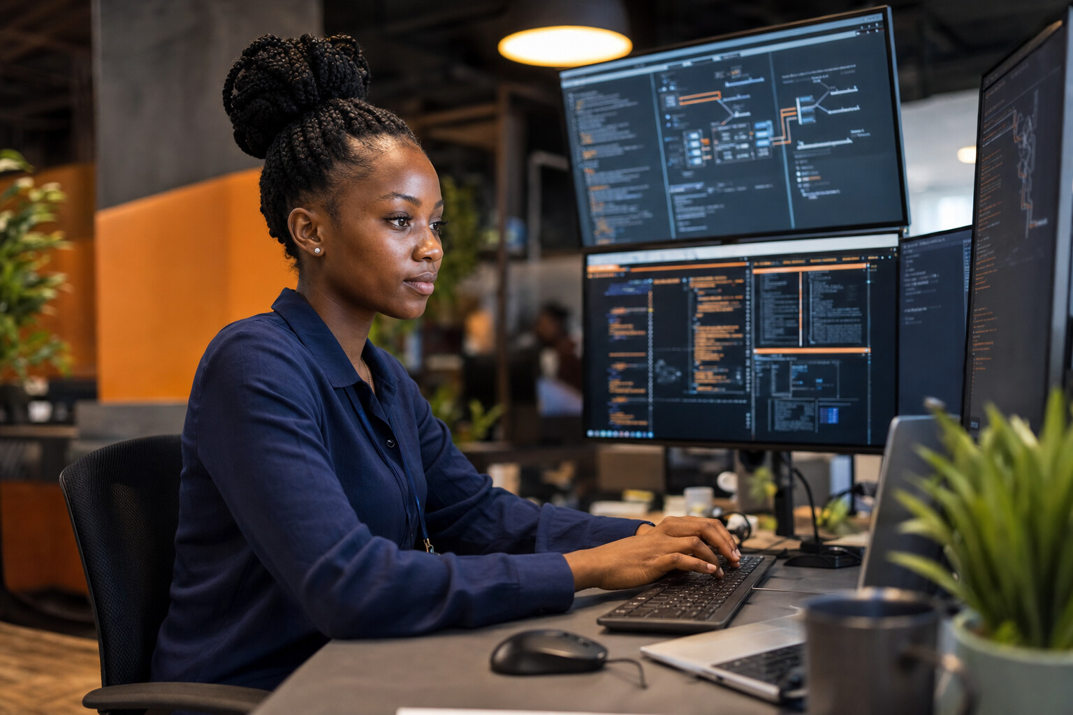Programadora a escrever código